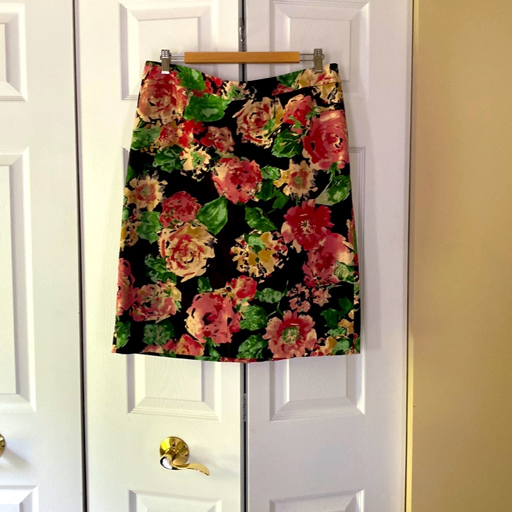 Talbots floral straight skirt